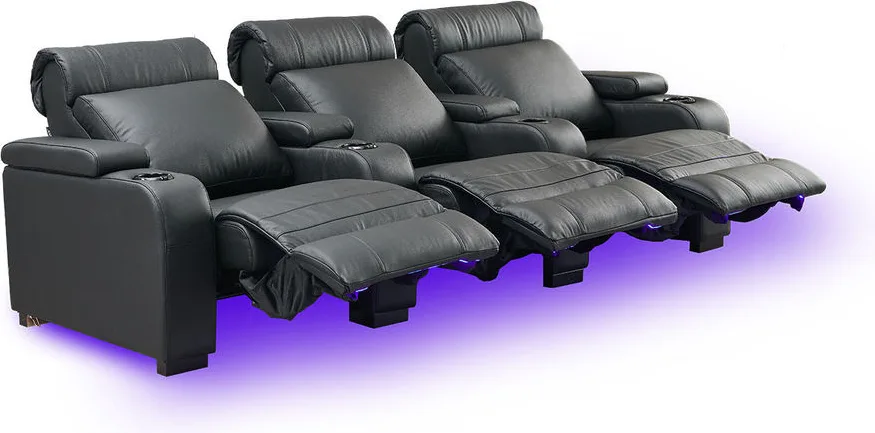 Lumene Hollywood Luxury III Noir (3 places, cuir véritable) Fauteuils cinéma