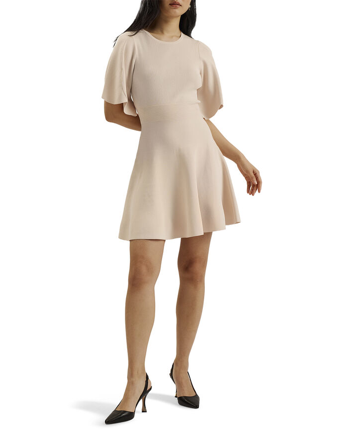 Ted Baker OLIVIHA Rib Engineered Skater Dress Lt-pink
