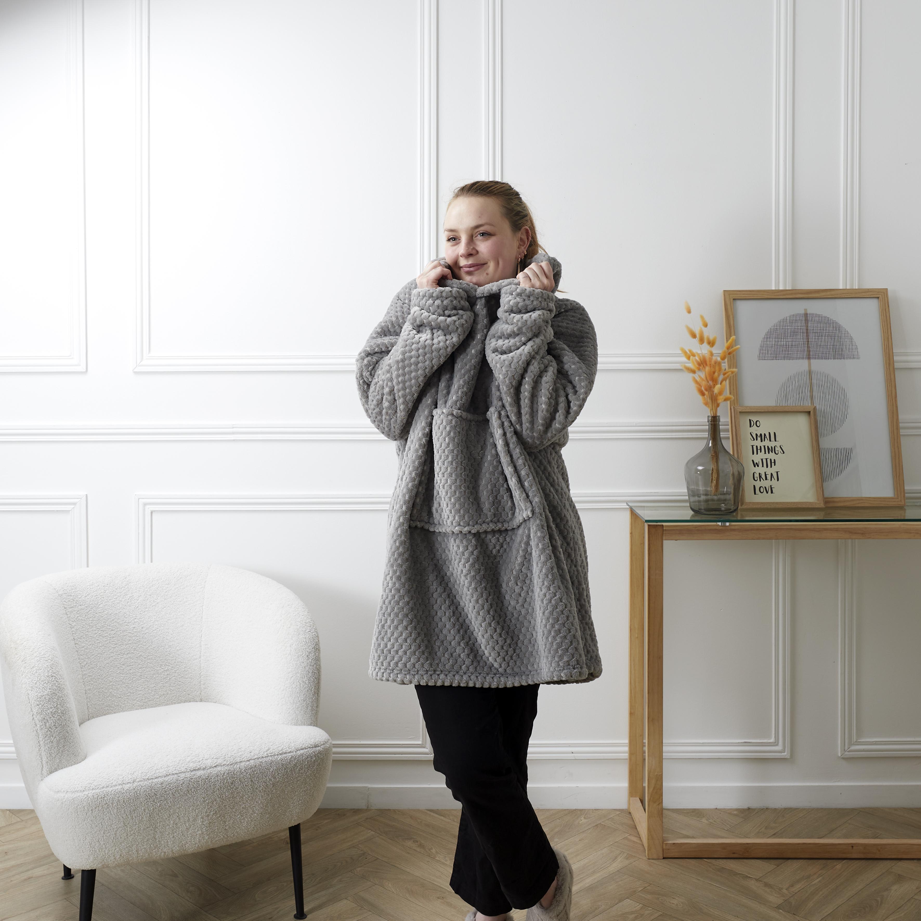 SWEAT PLAID VELOURS NID ABEILLE GRIS CLAIR