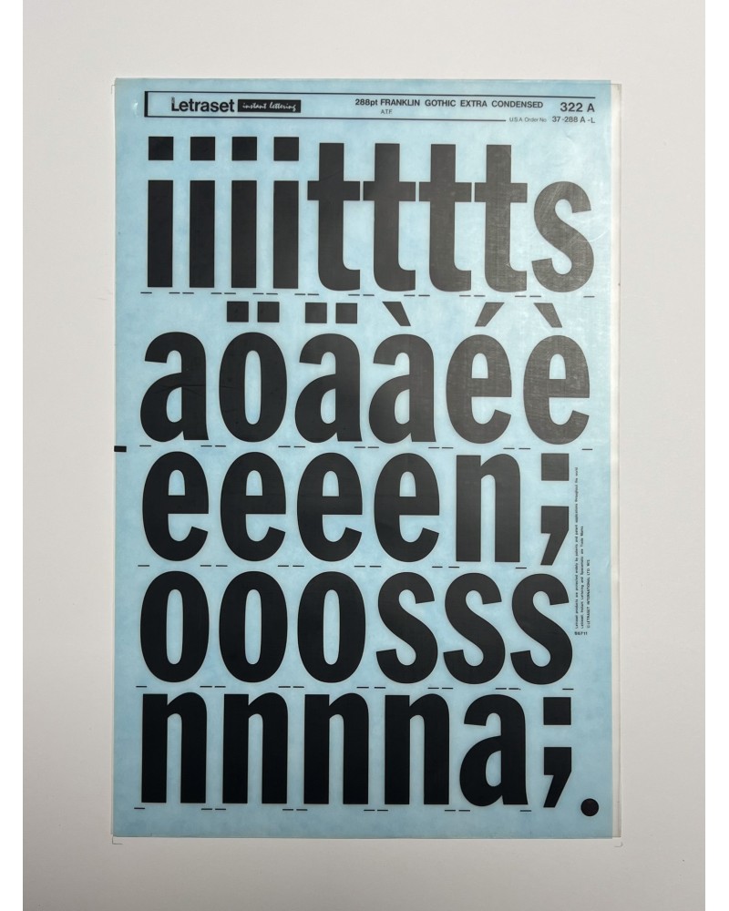 Letraset 322A - FRANKLIN GOTHIC EXTRA CONDENSED -288pt