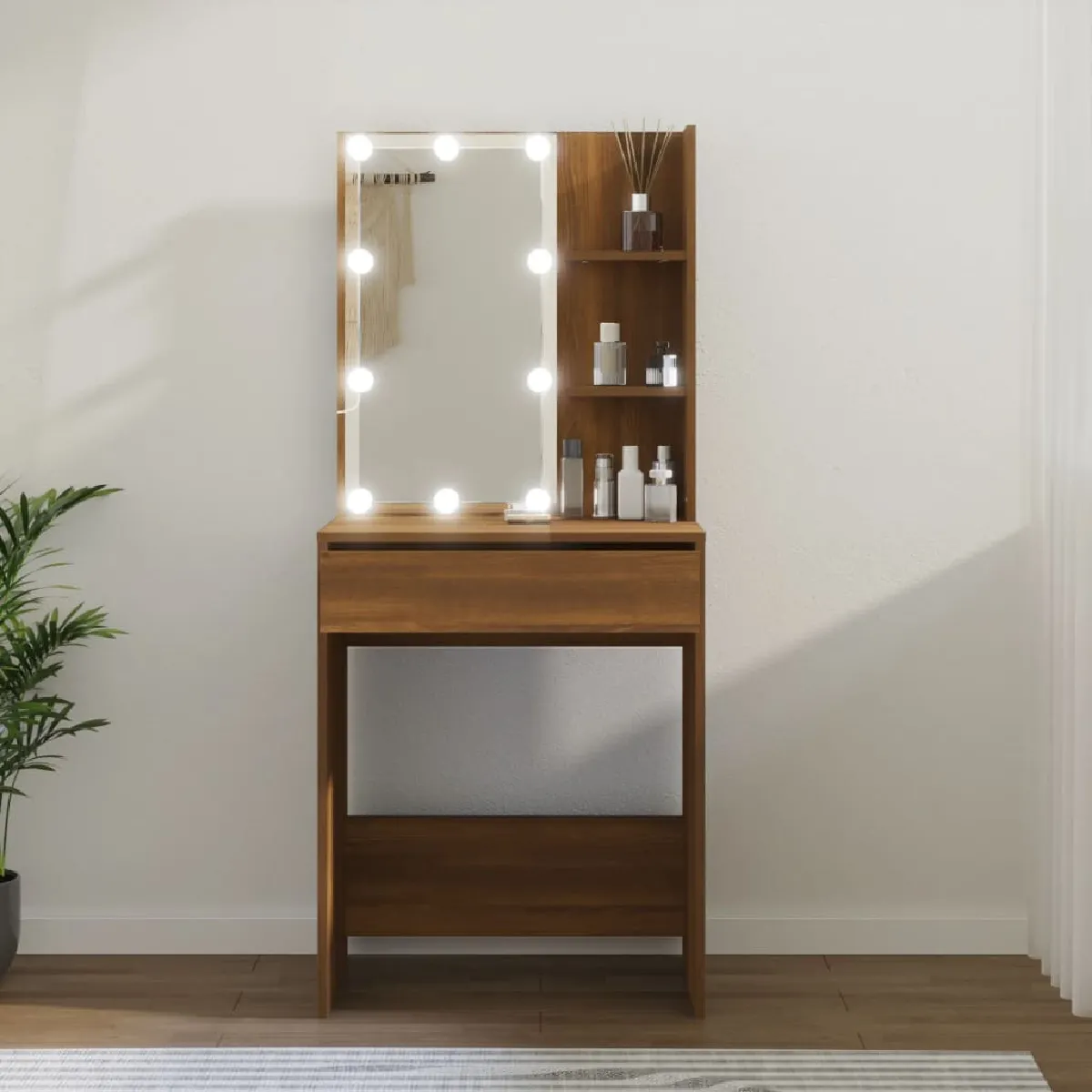 Coiffeuse VIDAXL LED - Chêne Marron