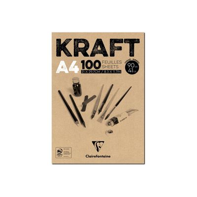 Clairefontaine Kraft - Bloc de dessin encollé - A4 - 100 feuilles - 90 gr