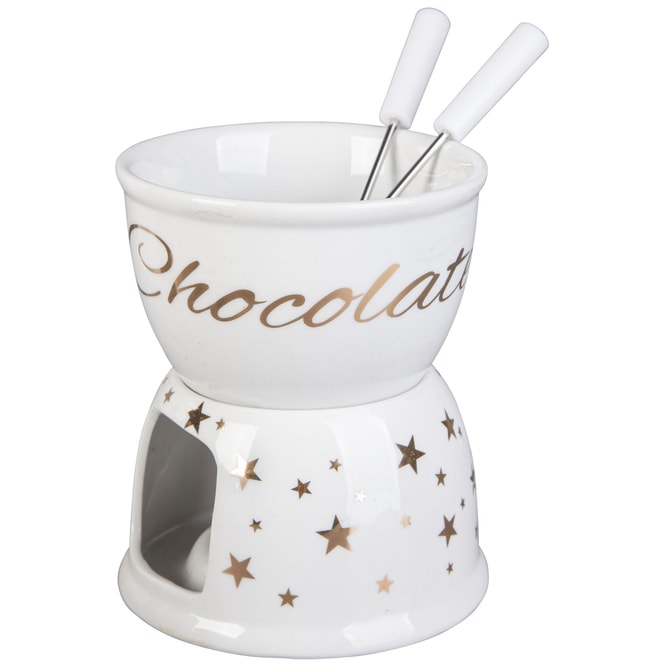 Schokoladenfondue-Set - aus Keramik - 4-teilig - ca. 11 x 18 cm