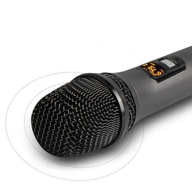 2 trådløse mikrofoner Bluetooth Reverb med Android port kabel Sort