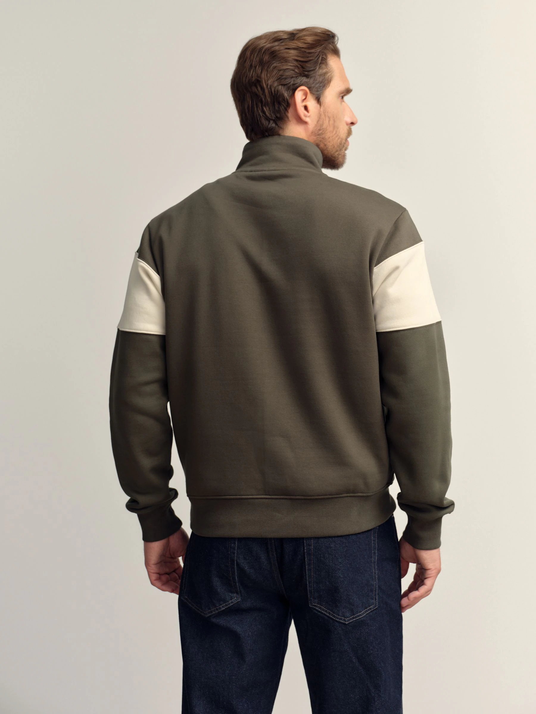 Groen/neutraal - Kwartrits - Sweatshirt met colourblocking