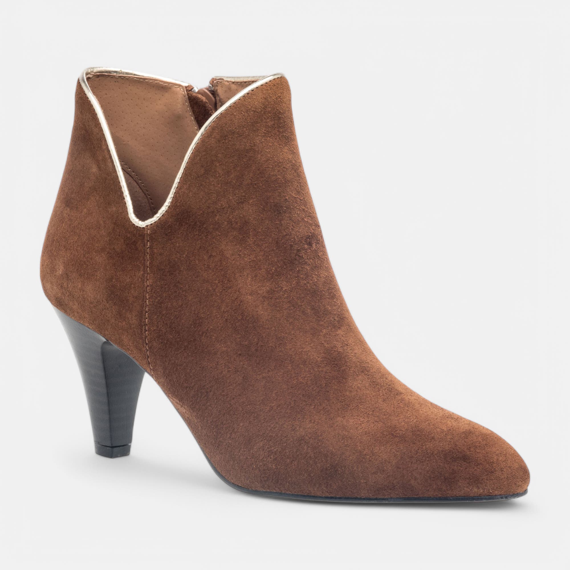 Bottines à talon Femme en cuir camel
