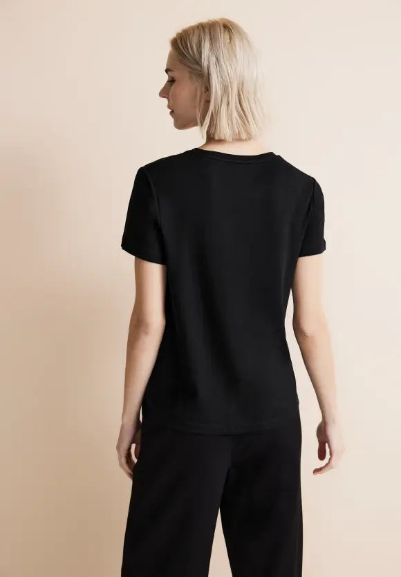 T-Shirt mit Partprint - Black