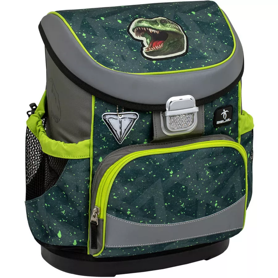 Belmil Schulranzen Mini Fit Schulranzen Set 4-teilig mit Brustgurt T-rex Roar