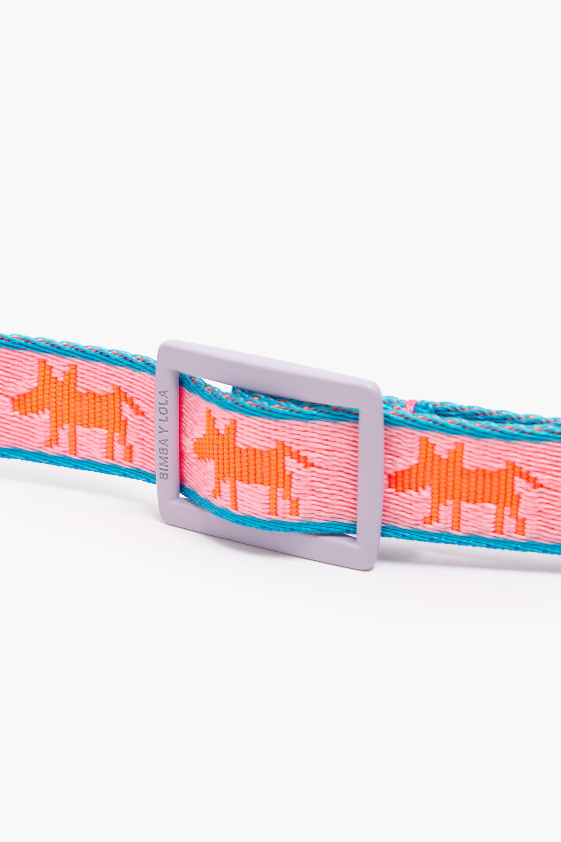 Coleira rosa para animais de estimação com o logotipo da Lola