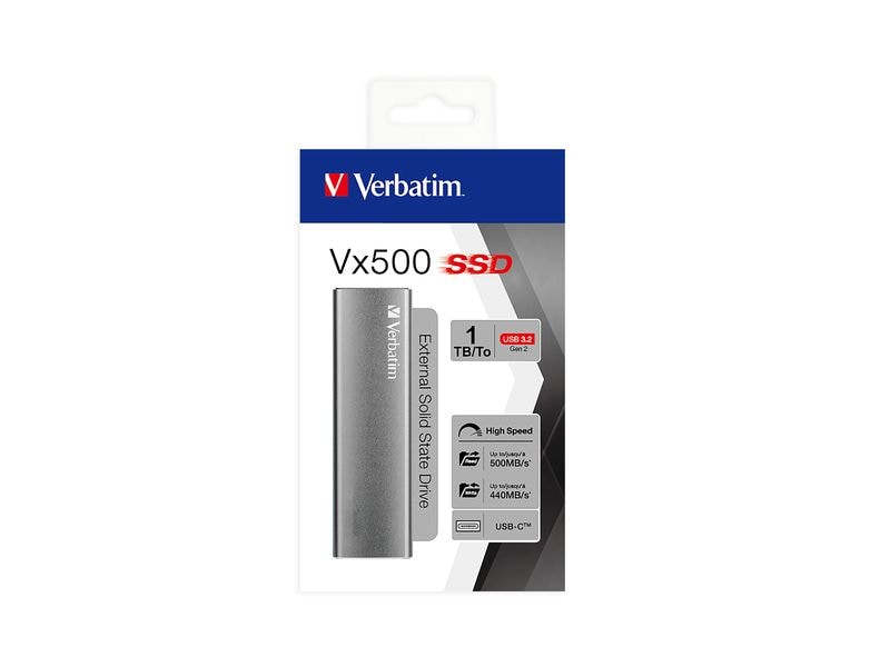 Verbatim Externe SSD VX500 1000 GB Externe SSD mit USB 3.2 Gen 2 und Aluminiumgehäuse
