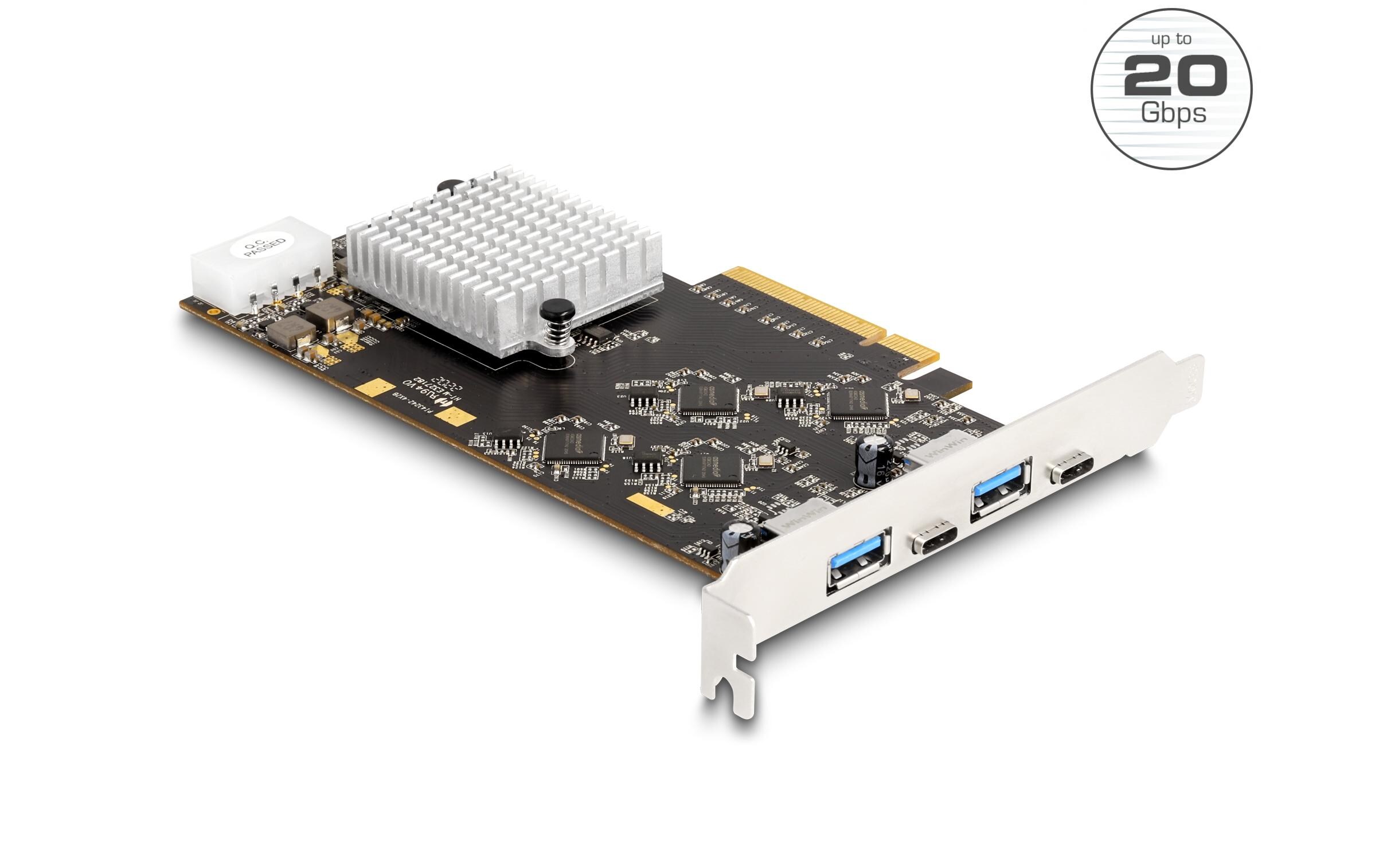 PCI-Express-Karte 2x USB Type-C, 2x USB Type-A<br>PCIe-Schnittstellenkarte mit zwei USB-C und zwei USB Typ-A Ports