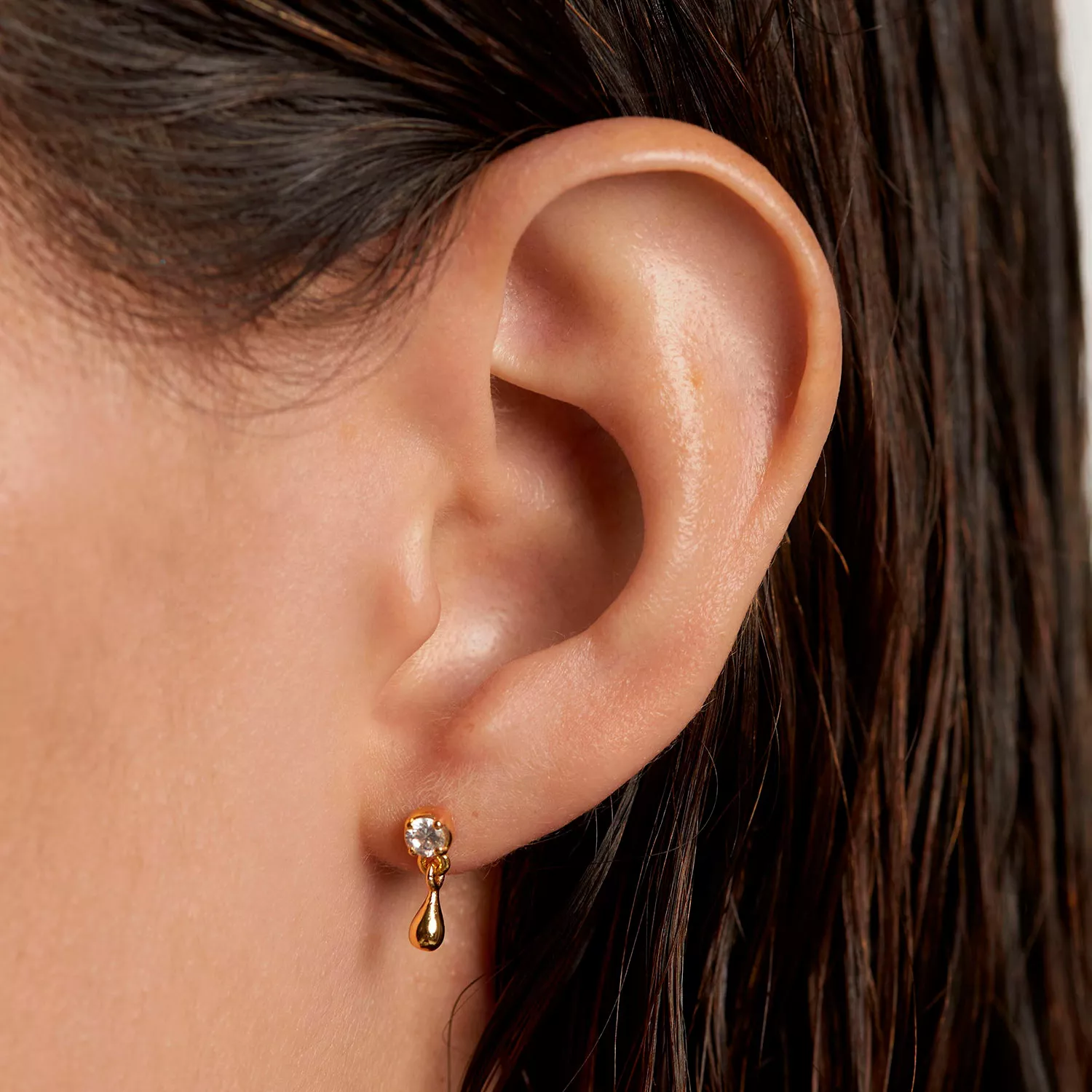 PDPAOLA Water Single Ørering Single 18 kt. Forgyldt Sølv PG01-027-U