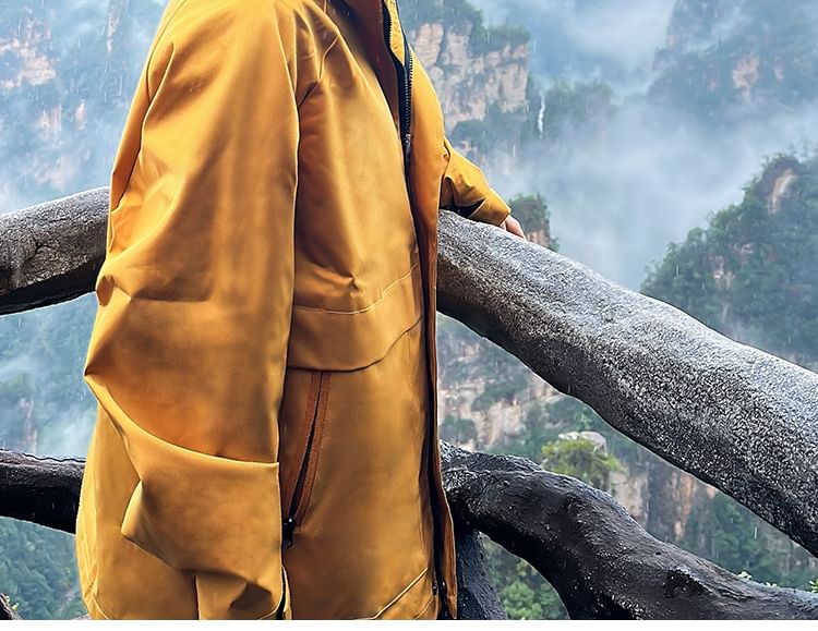 Obikan - Trenchcoat met capuchon, trekkoord en taille, ritssluiting