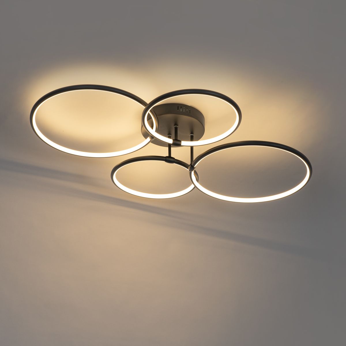 Design plafondlamp zwart incl. LED 3-staps dimbaar 4-lichts - Joaniqa
