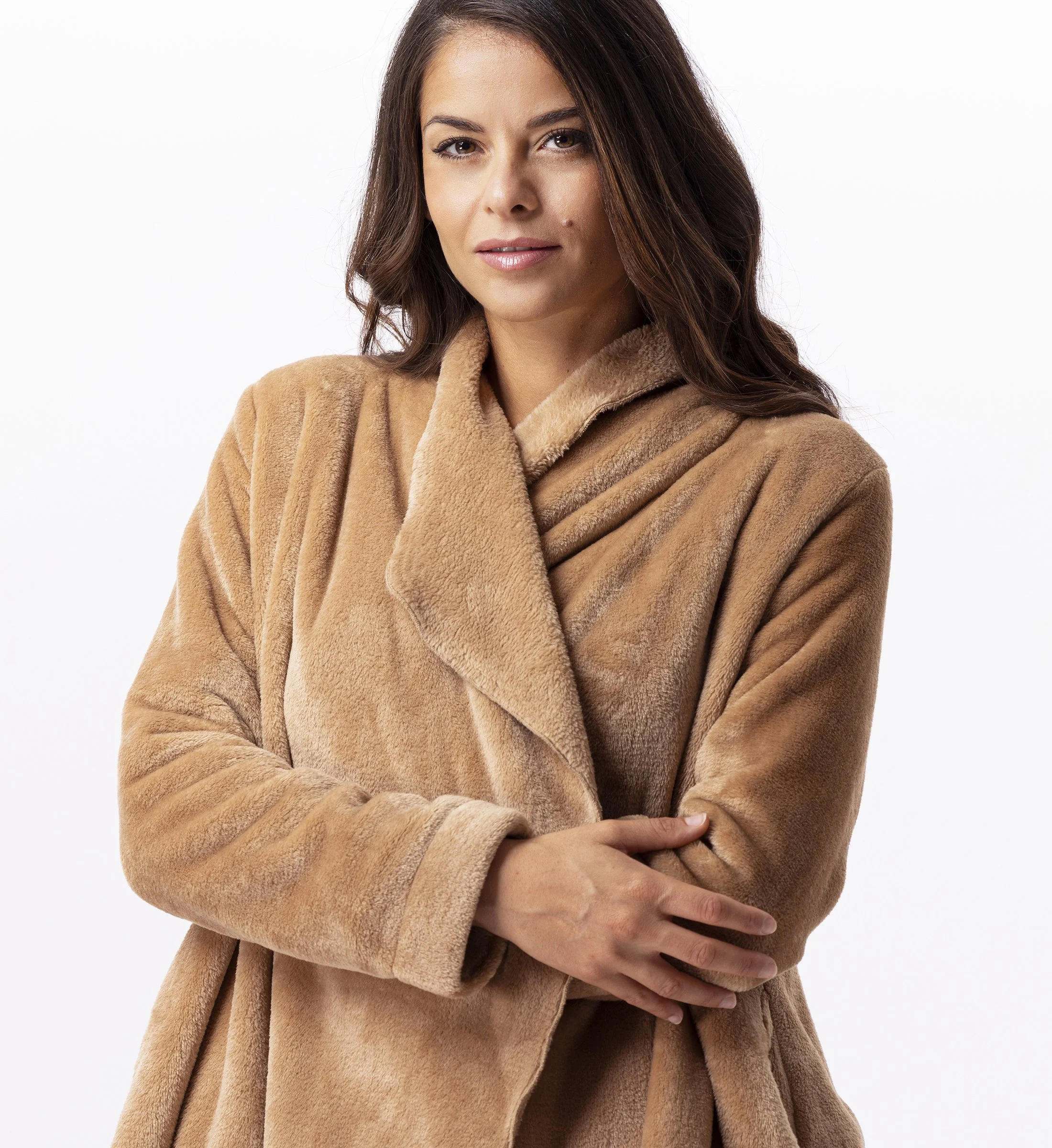 ESSENTIEL 873 - Veste en peluche flanelle | Marron