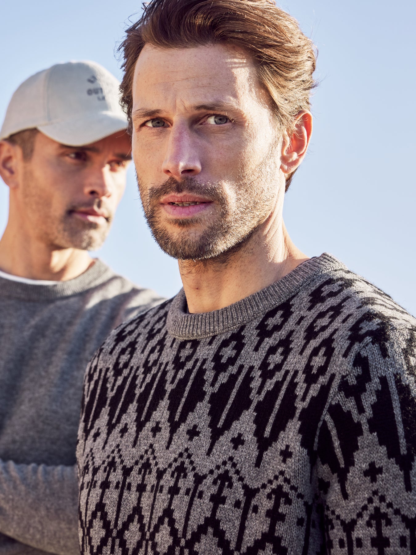 Jacquard-Pullover aus gestrickter Schurwolle mit Kaschmiranteil