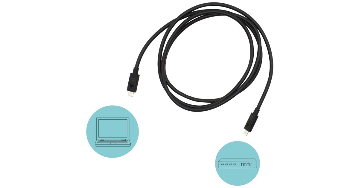 i-tecThunderbolt 3 kabel  (Zwart, 1,5 meter, 40 Gbps, 100W PD, USB-C Compatible)
