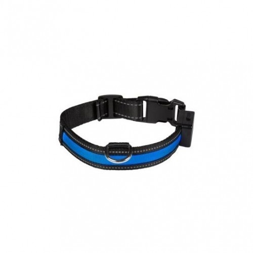 Coleira azul iluminada por USB para cães