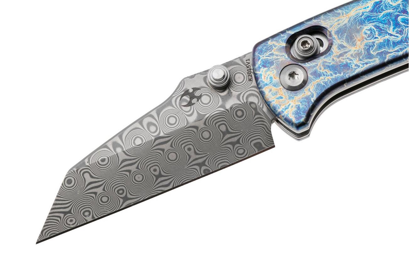 Kansept Little Main Street K2015V1 Damascus Steel , Lightning Strike Titanium, zakmes, Dirk Pinkerton design