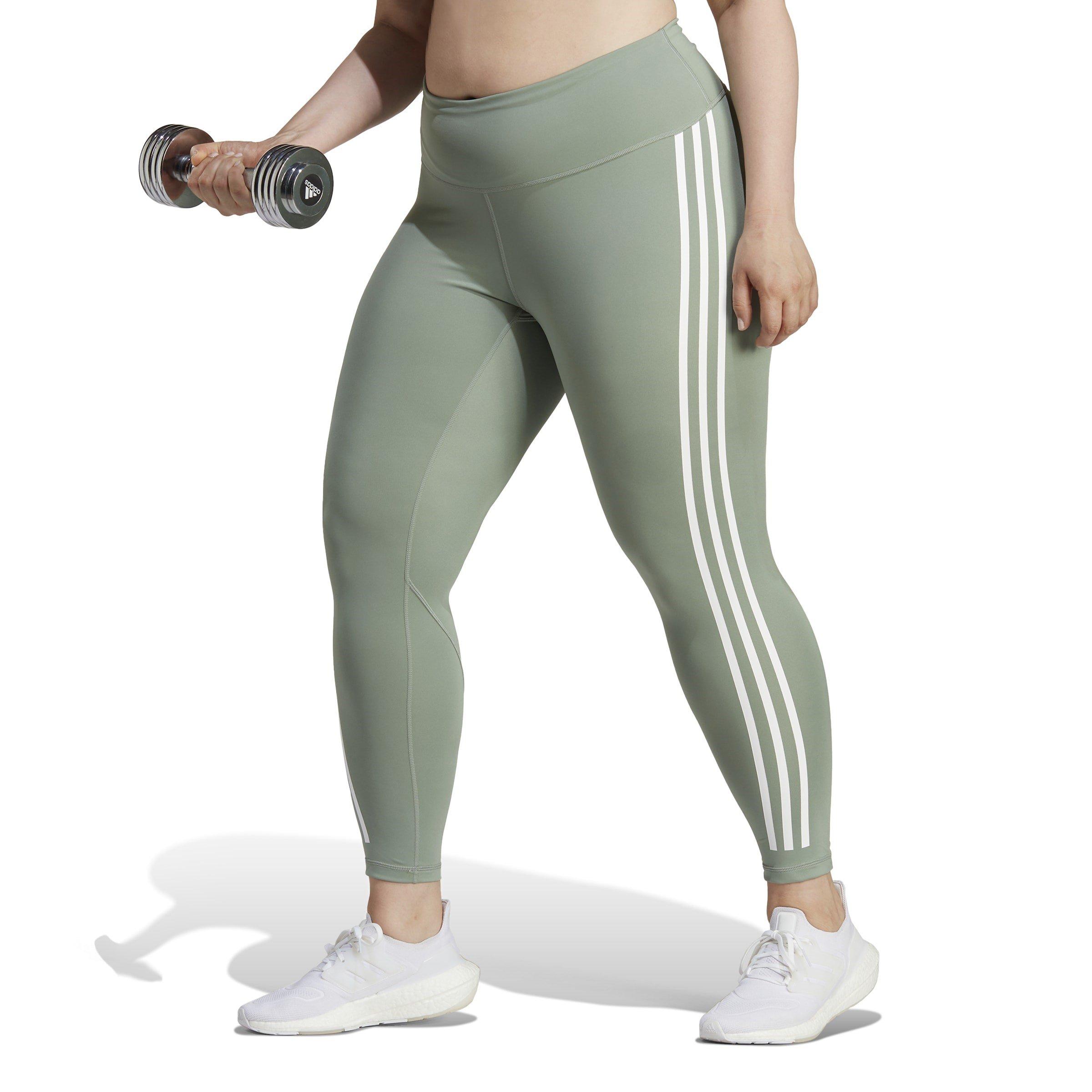 adidas Optime TrainIcons 3 Stripes 7 8 Leggings (Plus Size) Womens