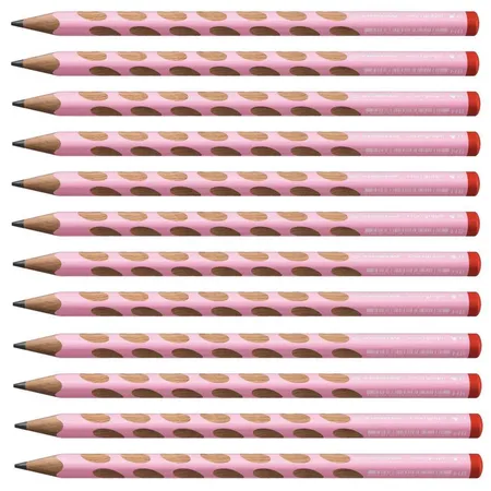 Ergonomischer Dreikant-Bleistift für Rechtshänder - STABILO EASYgraph in pastellpink - 12er Pack - Härtegrad HB
