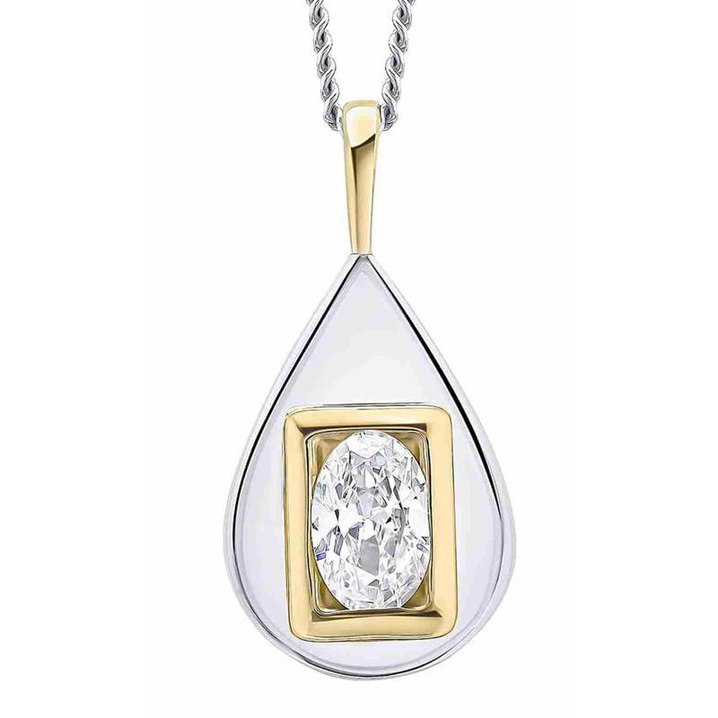 Collier zirconium plaqué or en argent 925