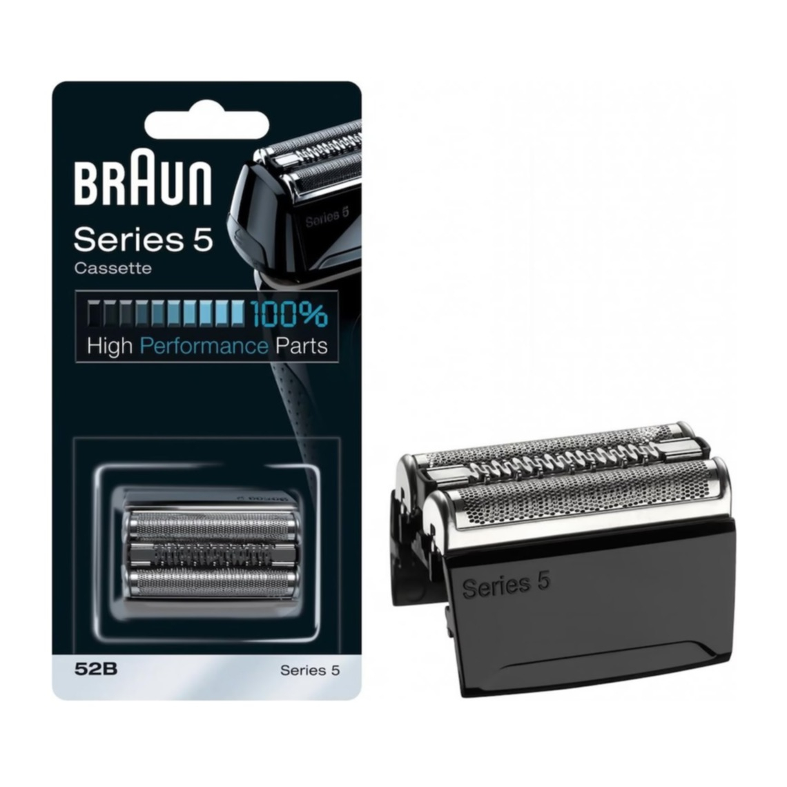 Series 5 52B Scherkopf Kassette BeardTrimmer Gesichts Haarentfernung Ersatz Rasierklinge - Silber / Schwarz