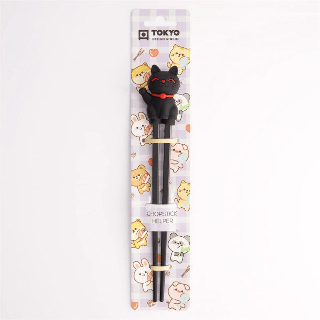 Tokyo Kinder Eetstokjes Gelukskat Zwart  22cm