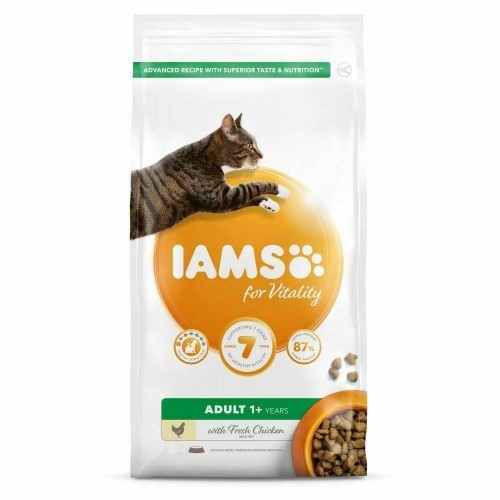 Ração Iams Vitality sabor Frango para Gatos Adultos, Sabor Natural
