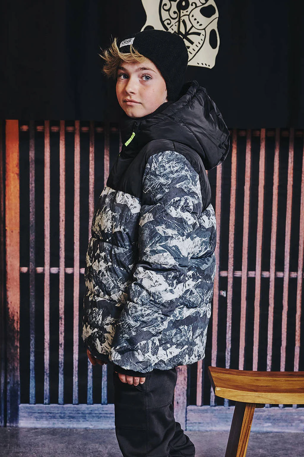 Z8 kids gewatteerde winterjas Gino donkerblauw