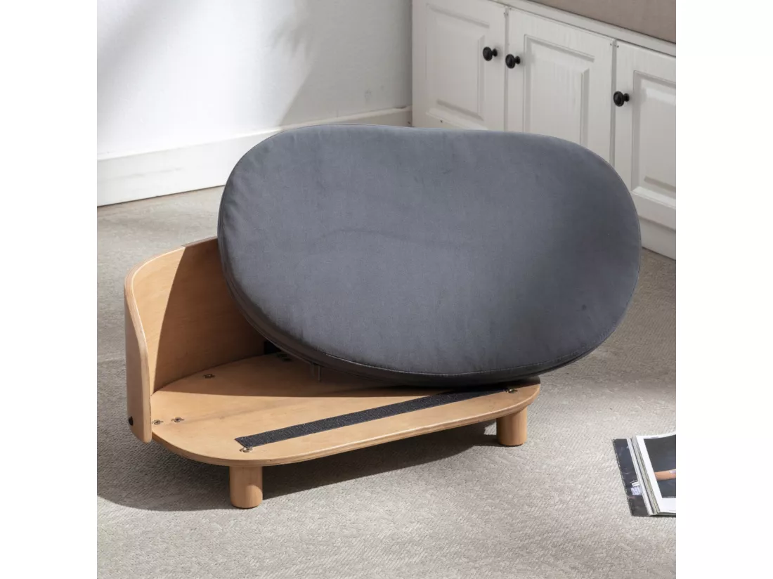 Panier gris foncé pour chien et chat. lit pour animaux de compagnie. en bois