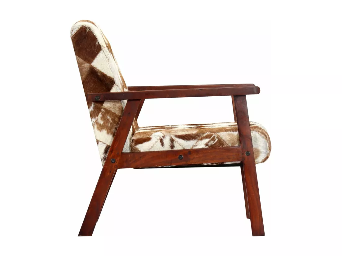 Fauteuil blanc et marron cuir véritable de chèvre