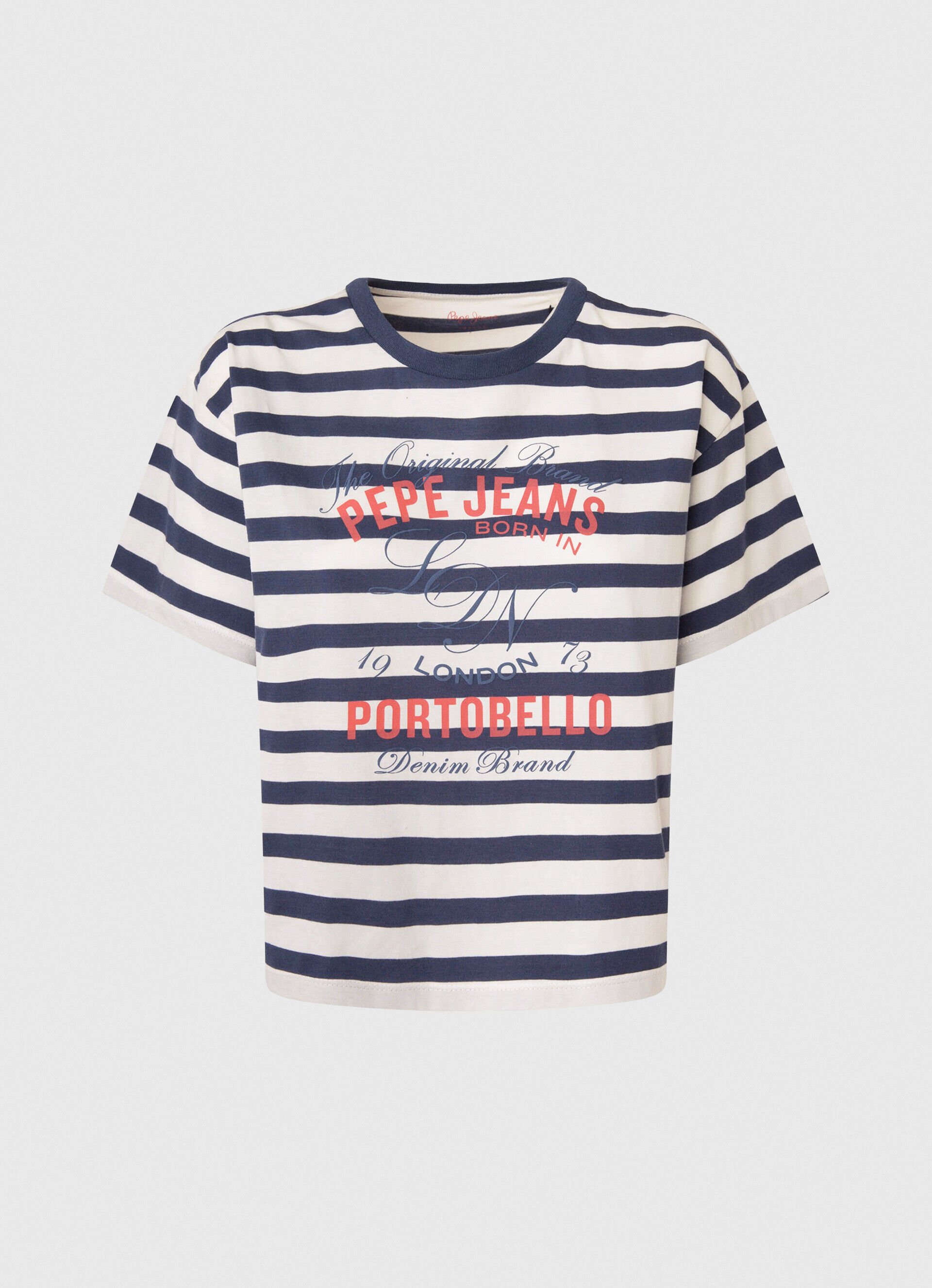 CAMISETA COM ESTAMPA LISTRADA - azul oceano