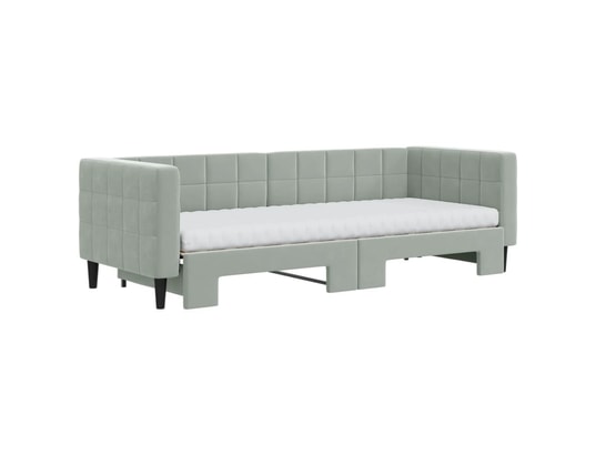 VIDAXL - Lit de jour avec gigogne et matelas gris clair 80x200cm velo...