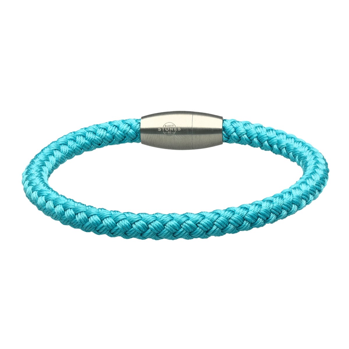 Bracelet Corde Tressé Turquoise Et Acier-Large-20cm