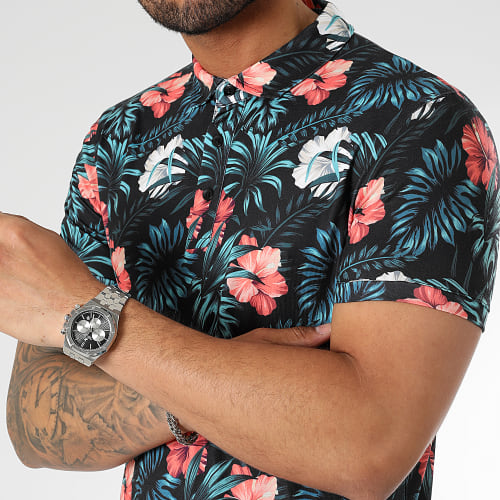 Polo Manches Courtes Imprimé Floral 2500 Noir