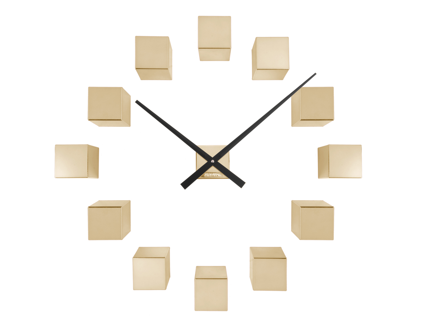Wall clock DIY Cubic metallic gold