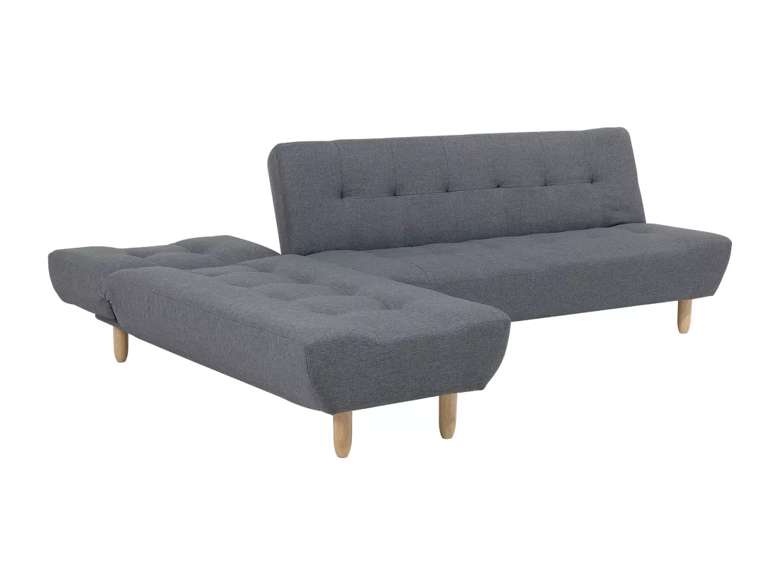 Canapé angle à gauche convertible en tissu gris foncé 4 places ALSTEN