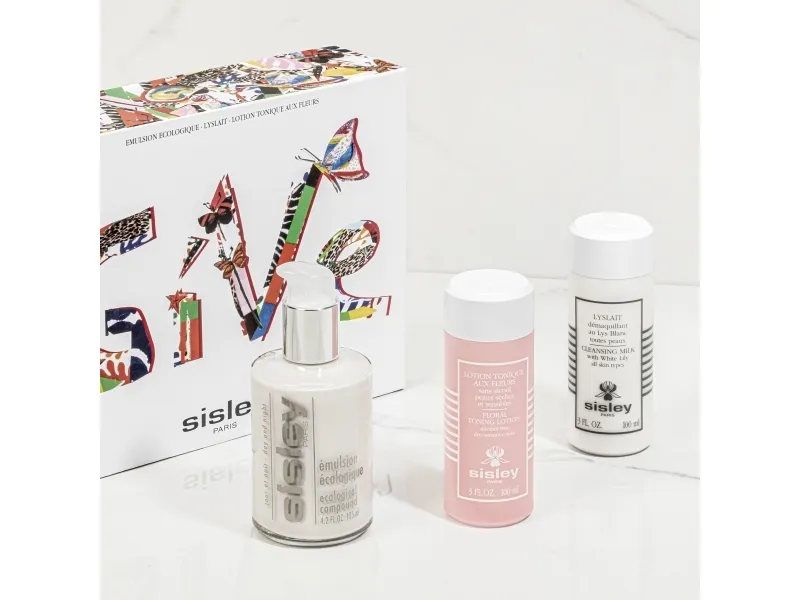 SISLEY SET (EMULSION ECOLOGIQUE 125ML CLEANSING MILK with White Lily all skin 100ML FLORAL TONNING LOTION dry/sensitive skin 100ML)