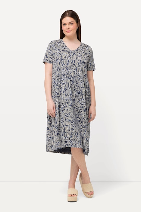 Jerseykleid, A-Linie, V-Ausschnitt, Halbarm, Biobaumwolle