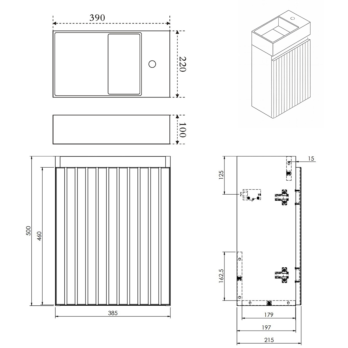 Fontana Itsie toiletmeubel kasteel bruin ribbelfront 40cm met fontein in mat wit
