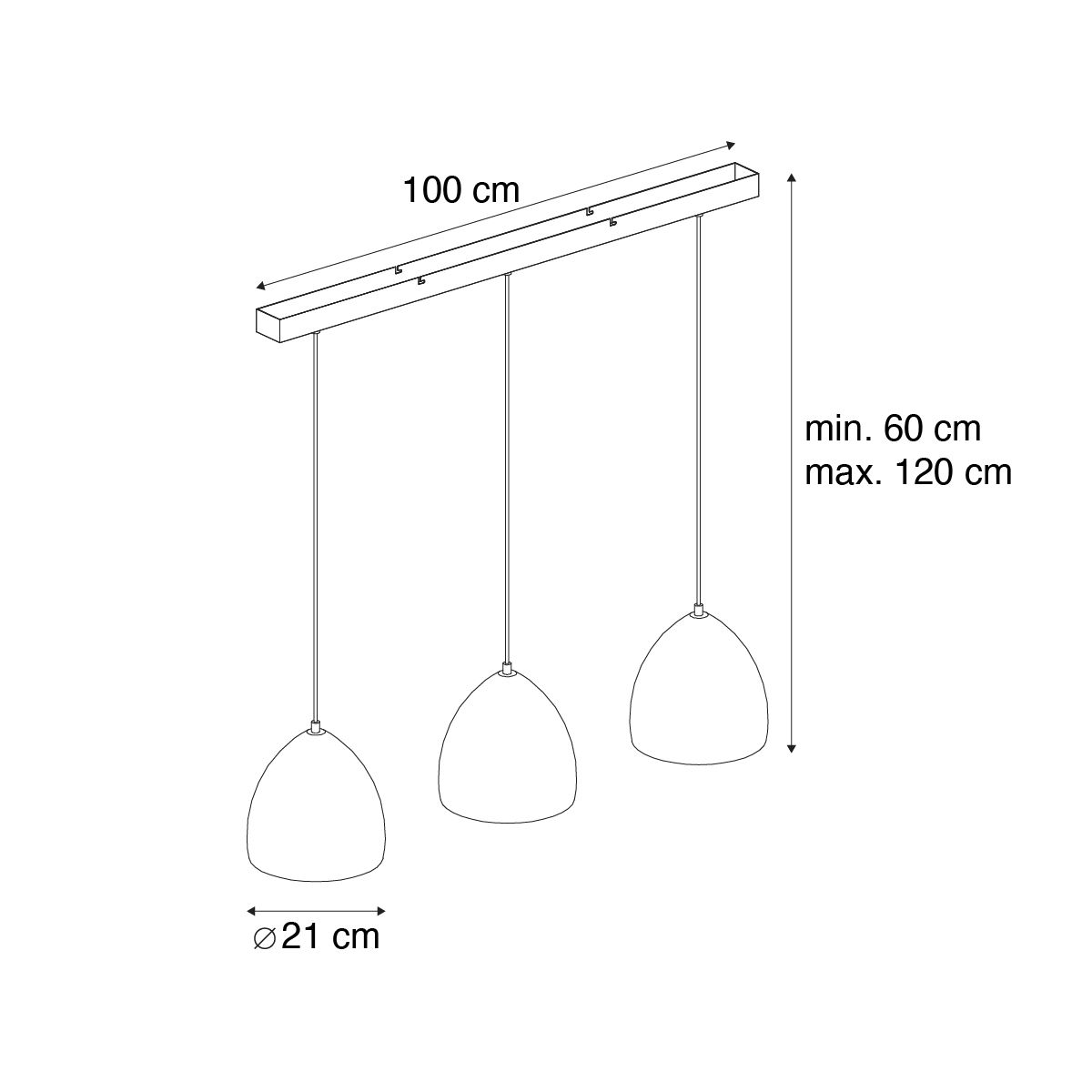 Moderne hanglamp zwart met grijs beton 3-lichts - Eton