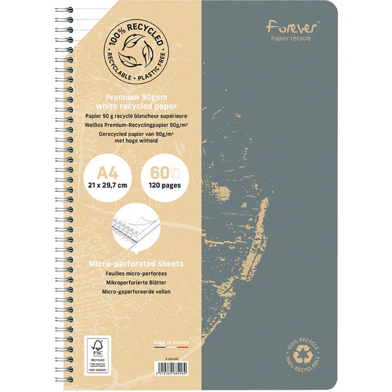 Cahier recyclé Forever Premium A4 - ligné - 120 pages