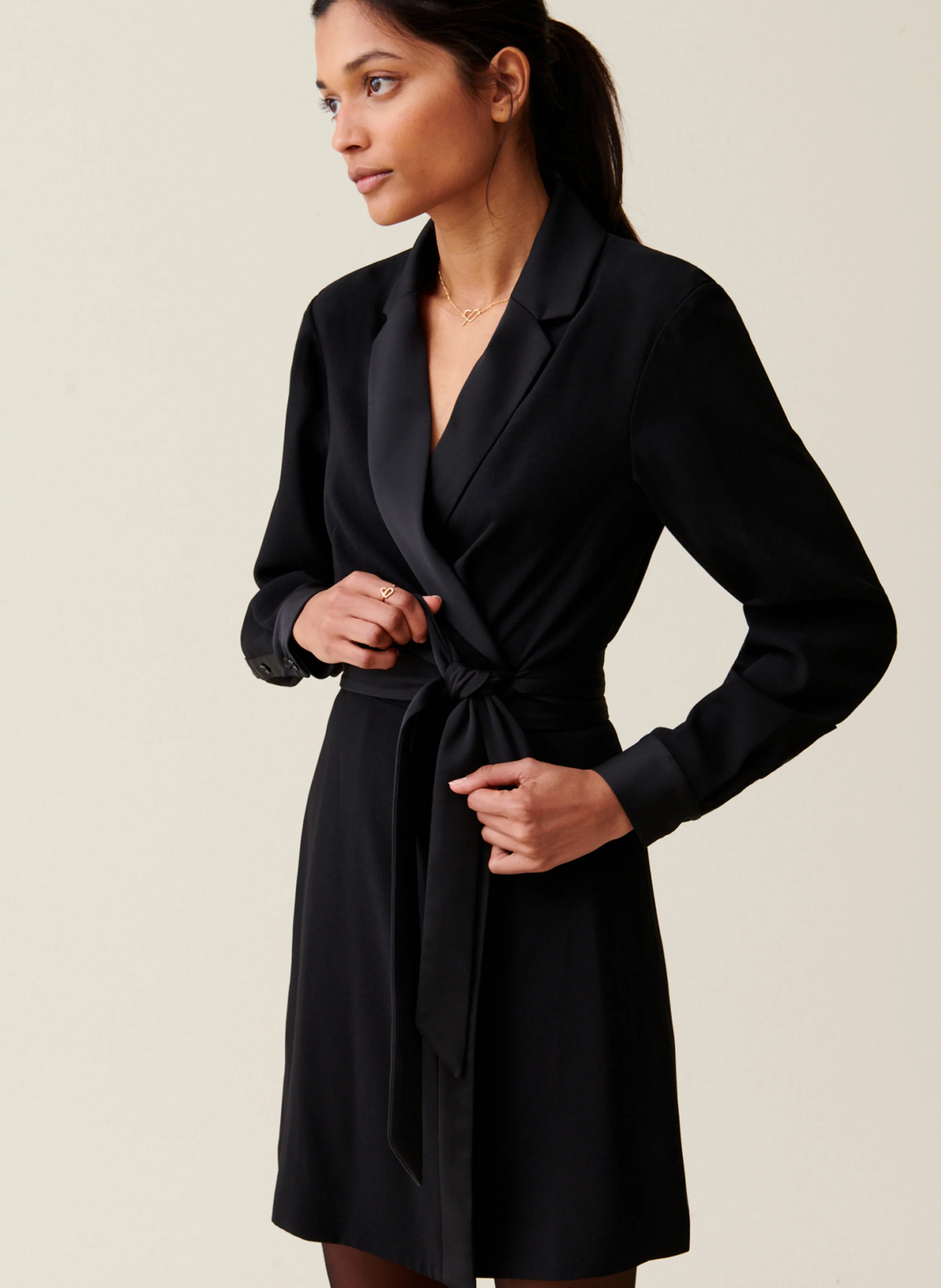 Manteau droit col tailleur| Noir