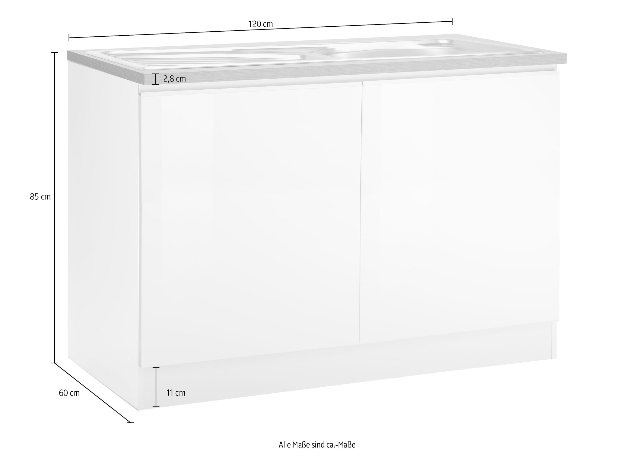 KOCHSTATION Spülenschrank »KS-Ohio« Breite 120 cm