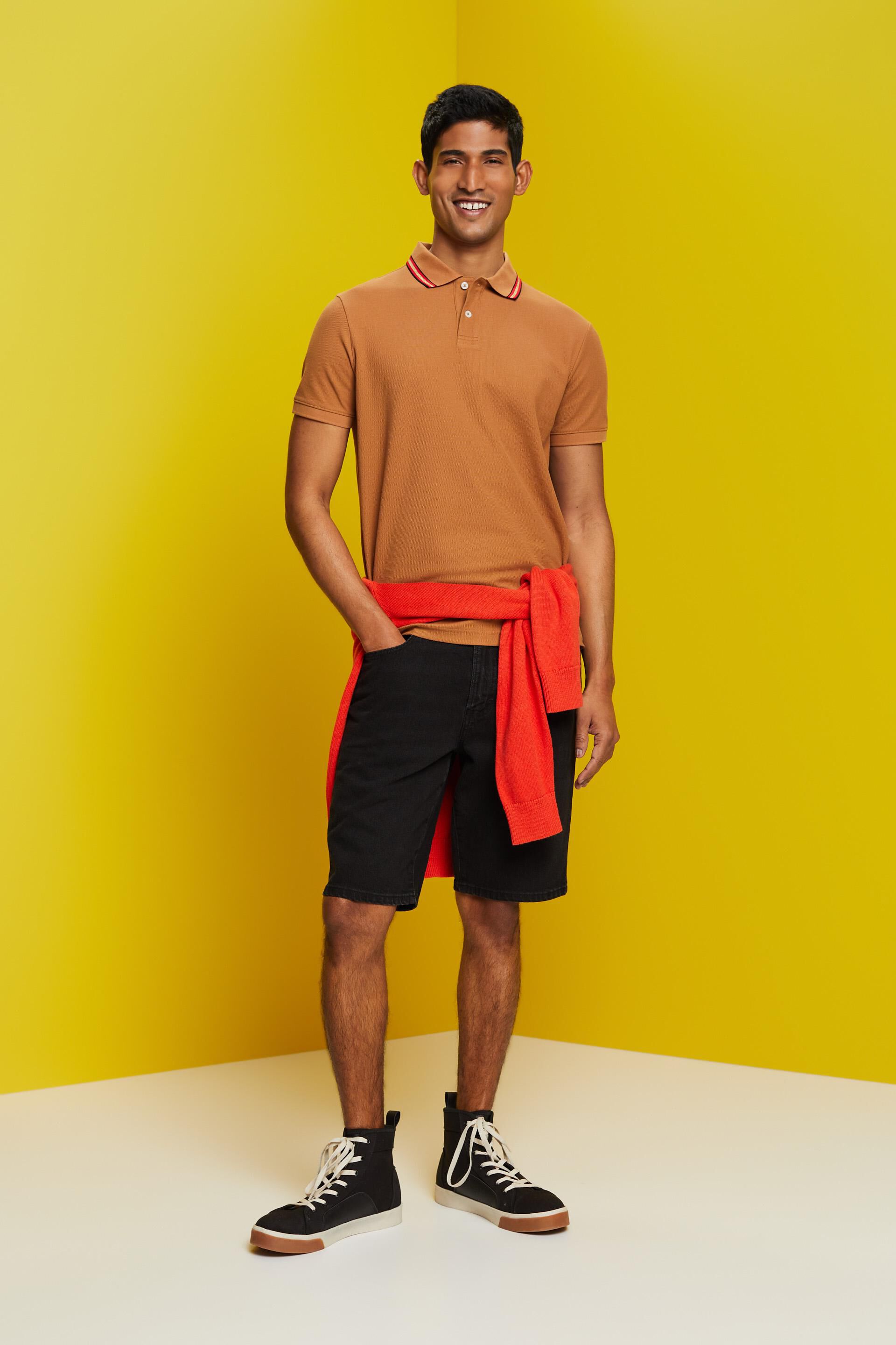 Polo en maille piqué à paillettes, 100% coton