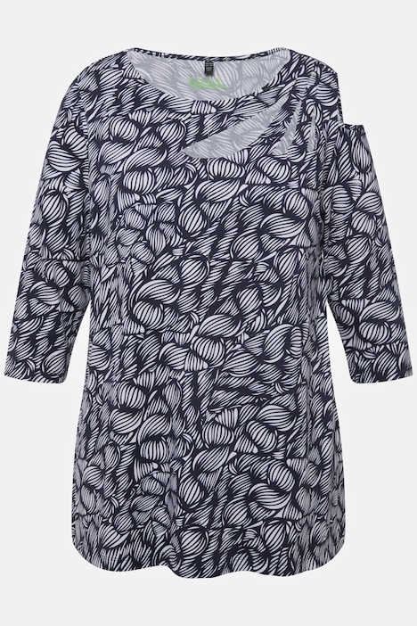 Shirt, A-Linie, Cut-Outs, U-Boot-Ausschnitt, 3/4-Arm