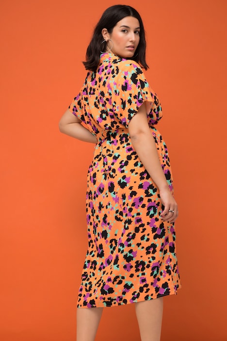 Hemdblusen-Midikleid, oversized, Color-Leo, Bindegürtel