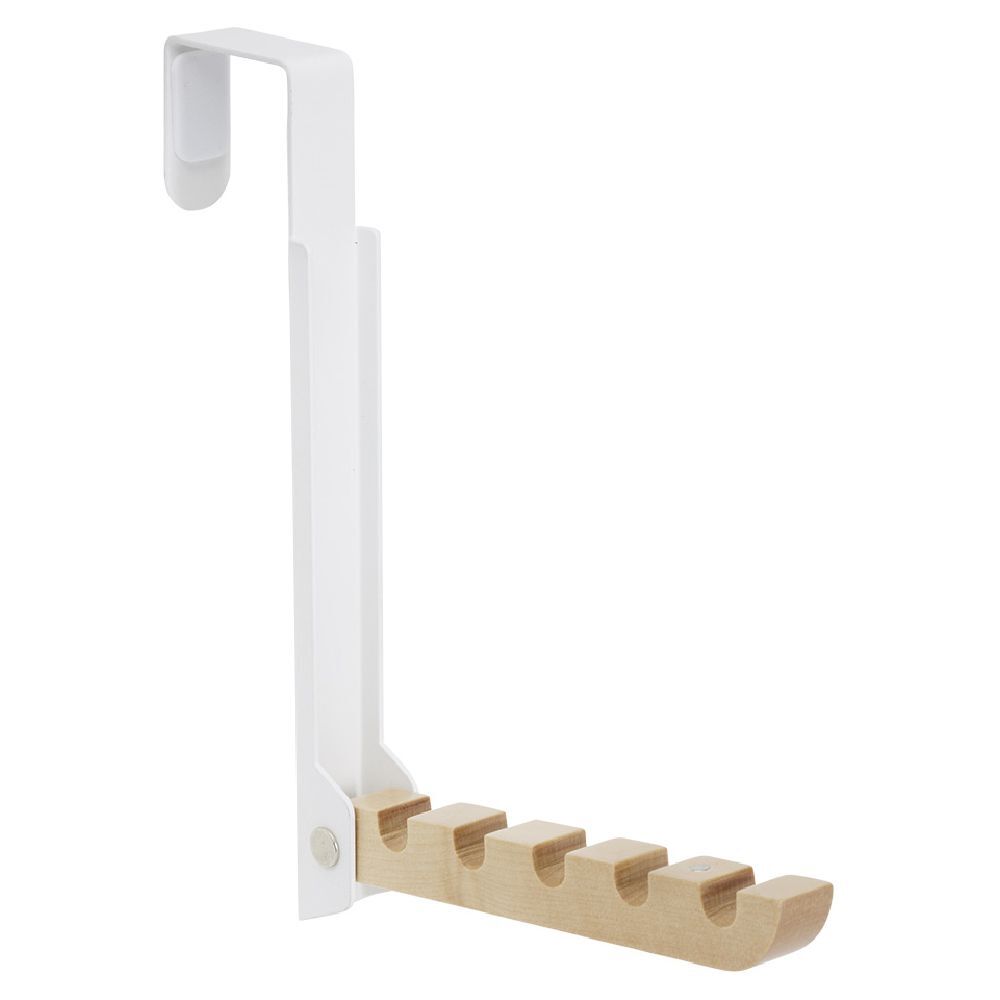 Patère rétractable métal et bois noir ou blanc L20xH20,5cm