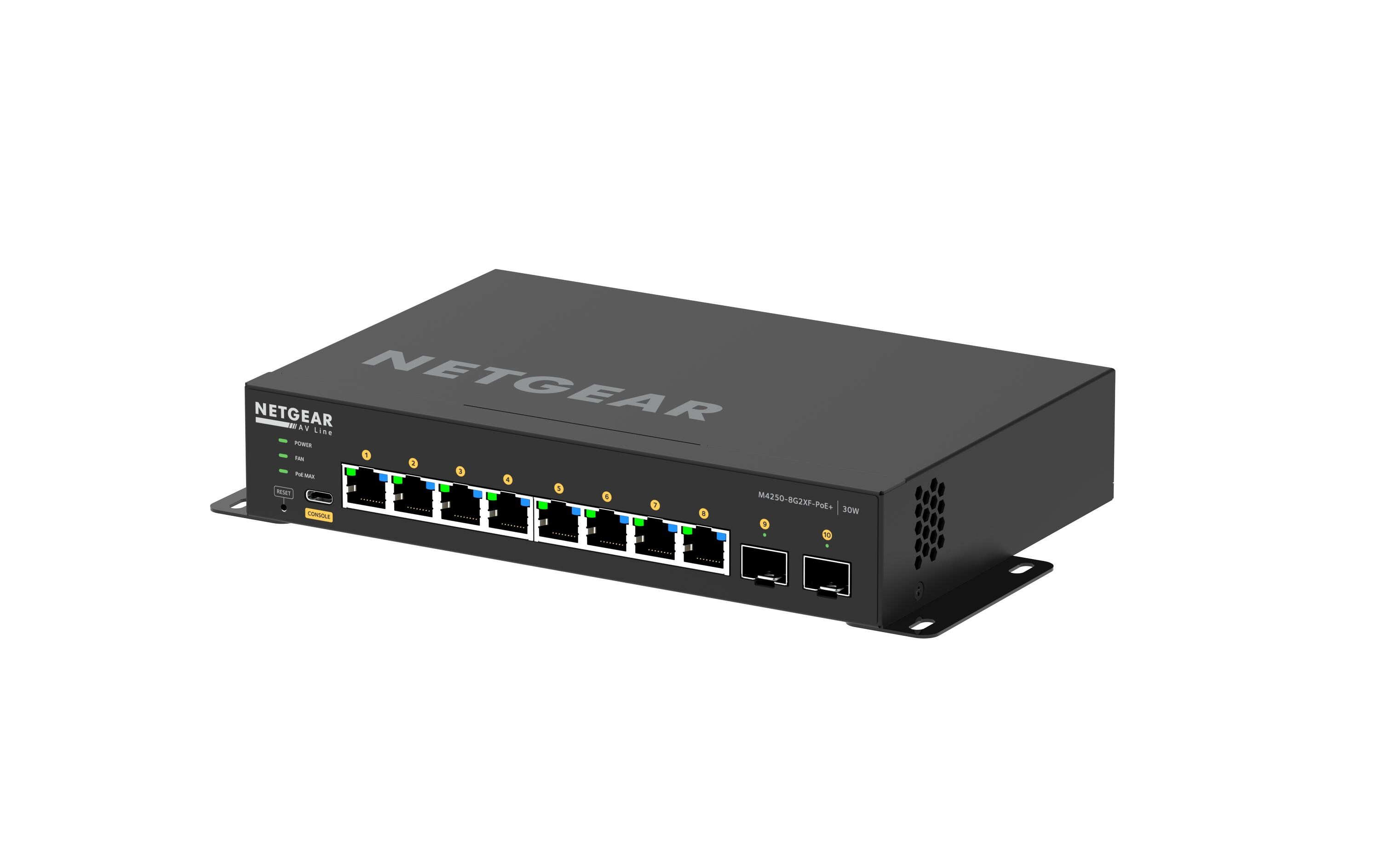 PoE+ Switch M4250-8G2XF-PoE+ 10 Port<br>NETGEAR AV Line M4250-8G2XF-PoE+ Fully Managed Desktop Switch (GSM4210PX)